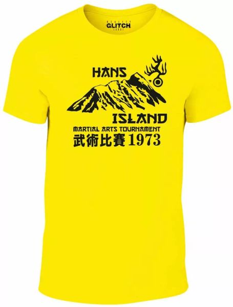 

men's hans island t-shirt - kung fu bruce enter the lee dragon, White;black