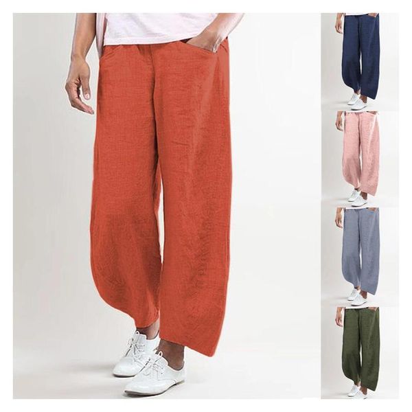 

women leisure loose solid color pants casual sweatpant pockets straight trousers simple long plus size women's & capris, Black;white