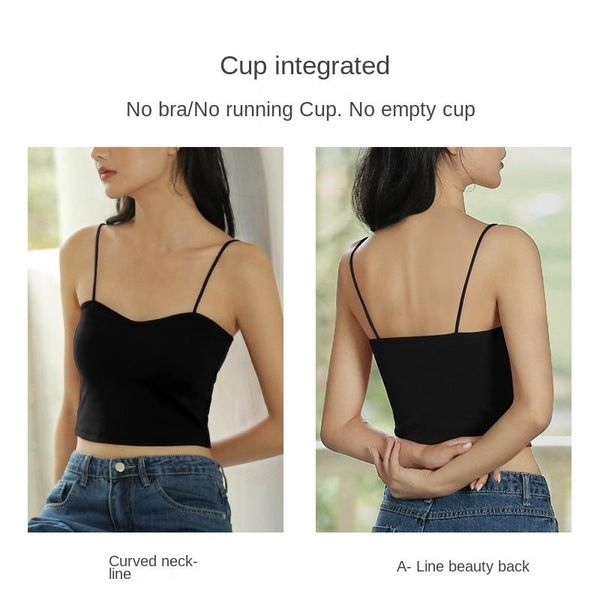 

camisoles & tanks summer vest beautiful back cotton hanging bag underwear with bra comfortable women's lingerie can be worn out, Black;white