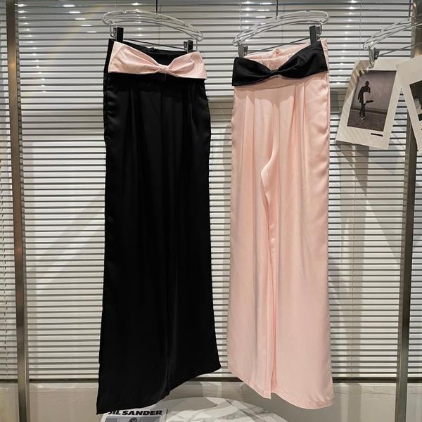 

women's pants & capris air mercerized cotton bow waist trousers women 2021 early autumn suit casual pantalon femme, Black;white