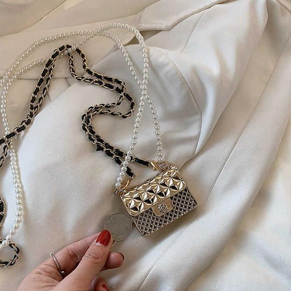 

evening bags super mini metal crossbody for women 2021 fashion luxury trendy beading female chain shoulder handbags designer