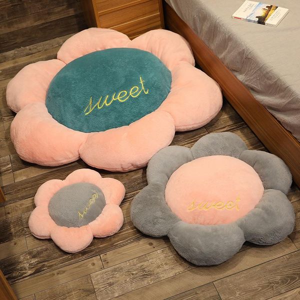 

round plush flower mat cute petal carpet bedroom tatami floor rug office student chair cushion foot living room bath mats