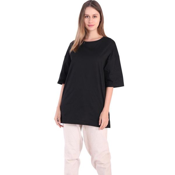 

long summer korean fashion womens t shirt egirl pink white black baggy loose basic cotton tee oversized plus