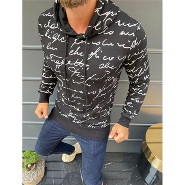 

mens solid colors signature hoodies fashion trend long sleeve slim hooded designer autumn male drawstring casual pullove sweatshirts, Black