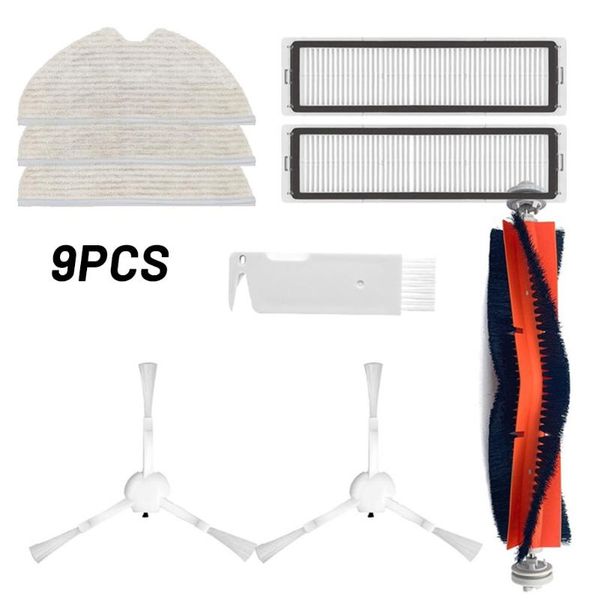 

9pcs/set side roller brush filter mop cloth replacement kit for xioami d9 robot vacuum cleaner parts household cleaning tool shower curtains