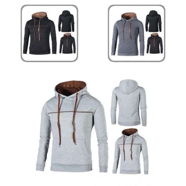 

men's sweaters male pure color ribbed cuff hoodie simple men pullover long sleeve for travel, White;black