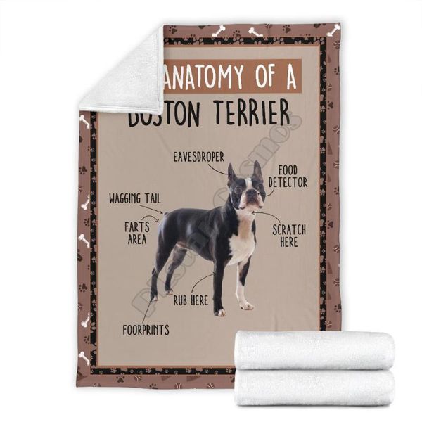 

blankets the anatomy of a dog boston terrier fleece blanket funny 3d printed sherpa on bed home textiles accessories