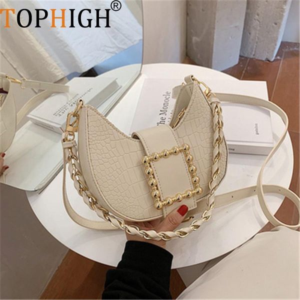 

evening bags igh khaki shoulder bag for women 2021 fashion crocodile pattern chain handbag underarm messenger travel