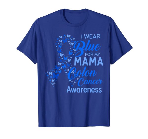 

i wear blue for my mama colon cancer awareness tshirt, White;black