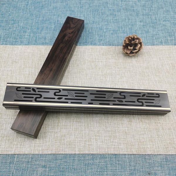 

fragrance lamps ebony wood inlaid copper strip running water lying incense bruners for home purifying air holder stick box