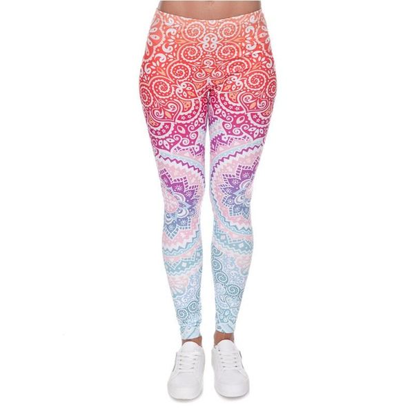 

digital zohra explosion-3d aztec series printed leggings europe and america outer wear women's pants, Black
