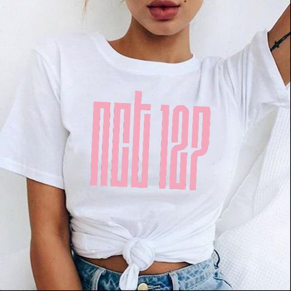 

nct 127 stray kids clothes womens tee casual short sleeve o neck graphic funny shirts streetwear, White