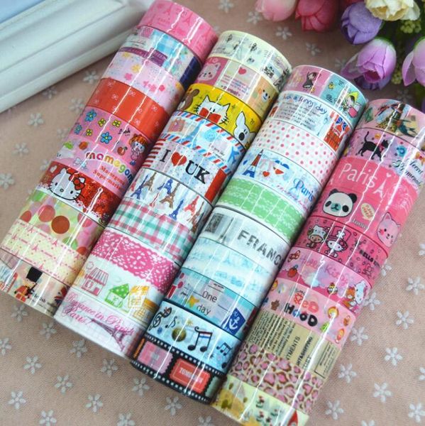 

10pcs/lotStudents Cute Cartoon Tape Masking Tape Decorative Adhesive Tape Decor Decora Diy Diary Scrapbooking Sticker Label LYQ