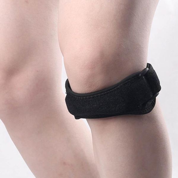 

elbow & knee pads 2pcs adjustable belt patella strap tendon pain relief comfortable support brace sports bands for running, Black;gray