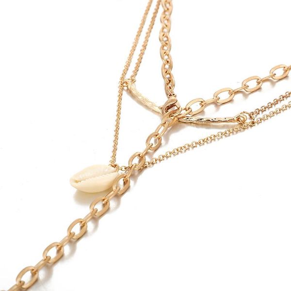 

minimalist multi-layer necklace european and american style shell neck clavicle chain ll@17 chains, Silver
