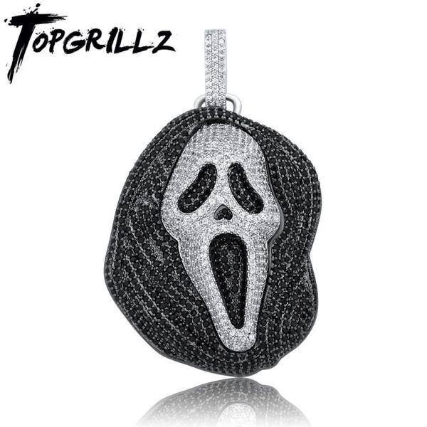 

pendant necklaces rillz 2021 fashion iced skull necklace with tennis chain cubic zirconia hip hop gift for men, Silver