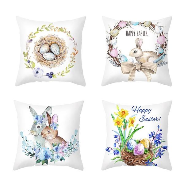 

pillow case 4pcs happy easter decorations for home eggs pillowcase cushion cover festival ornament cute 45x45cm