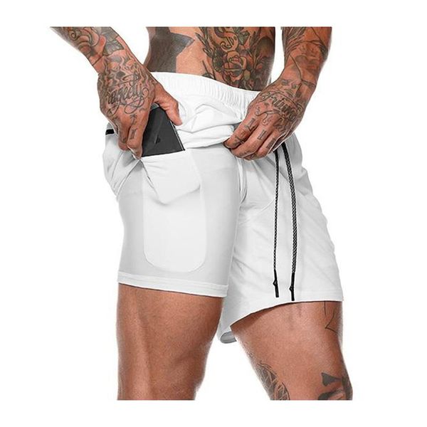 

men's summer white workout joggers shorts fake two pieces pocket sweatpants comfortable plus size fitness men bodybuilding short, White;black