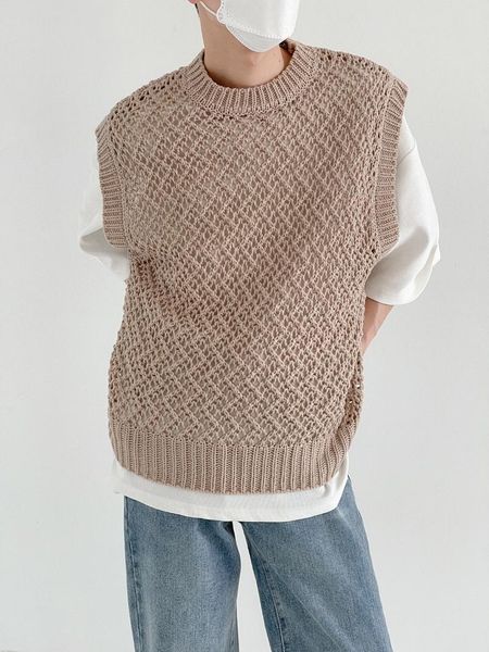 

men's vests knitted vest fashion korean style ns round neck handsome woolen outer wear loose wild trend casual, Black;white