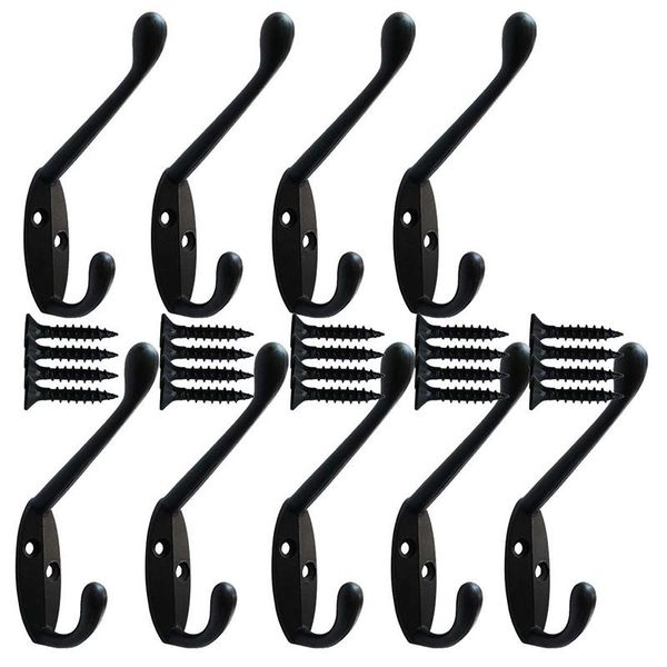 

'the ' 9 pcs heavy duty coat wall hooks retro hanger double pole for hat with 20 screws 889 & rails