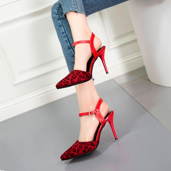 

women summer high heels slingback sandals thin heel bun fashion party pointed toe, Black