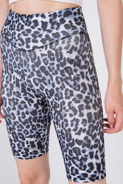 

women's indigo-lac pattern short tights casual sports leggings, Black