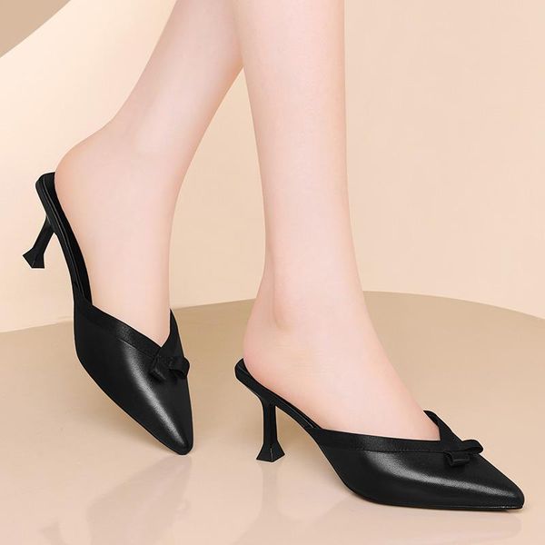 

slippers summer wear fashion small fragrant wind bag high heel sandals, Black