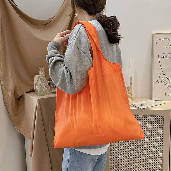 

storage bags simple solid color supermarket foldable shopping bag and portable