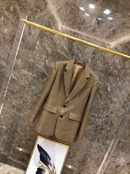 

ladies 2021 fashion long sleeve lapel check coat 1126 women's jackets, Black;brown