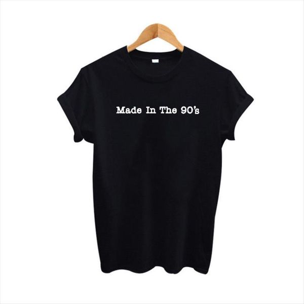 

made in the 90s letter womens t shirts print short sleeve o neck loose summer tee camisetas mujer, White