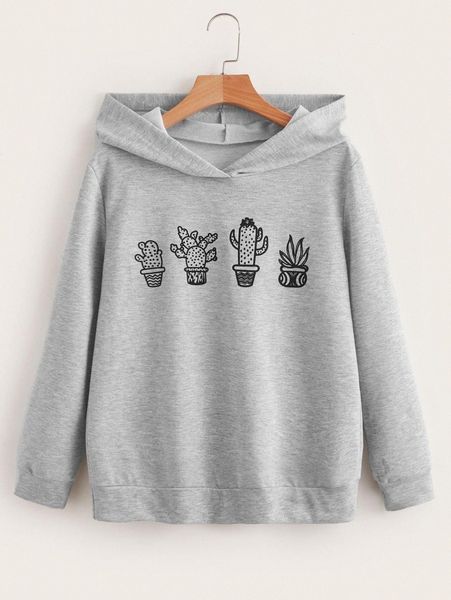 

emery rose plant print hooded sweatshirt j37s#, White;black