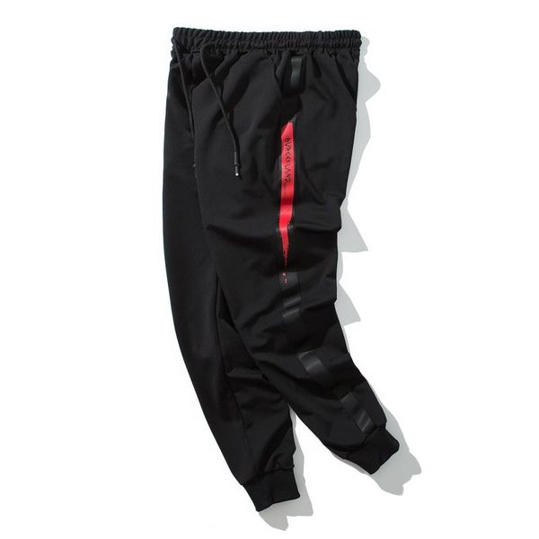 

woodvoice brand mens casual pants hip hop male sweatpants autumn winter fashion pocket tapes elastic waist men's, Black