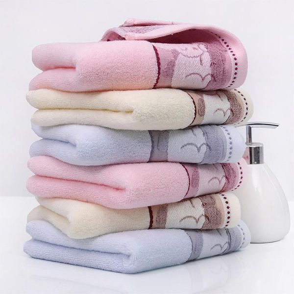 

towel [2 pcs] cartoons face men and women pure color super absorbent soft cotton honeycomb satin file nordic style supermarket