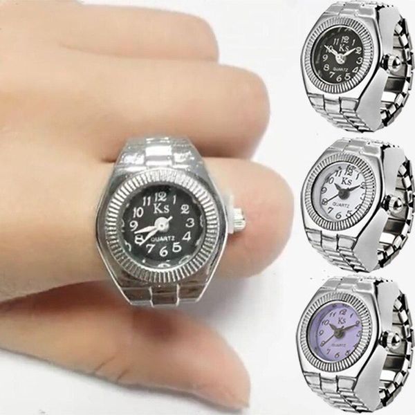 

cluster rings vintage punk elastic stretchy quartz watch for women man 2021 individuality hip-hop couple accessories jewlery, Golden;silver