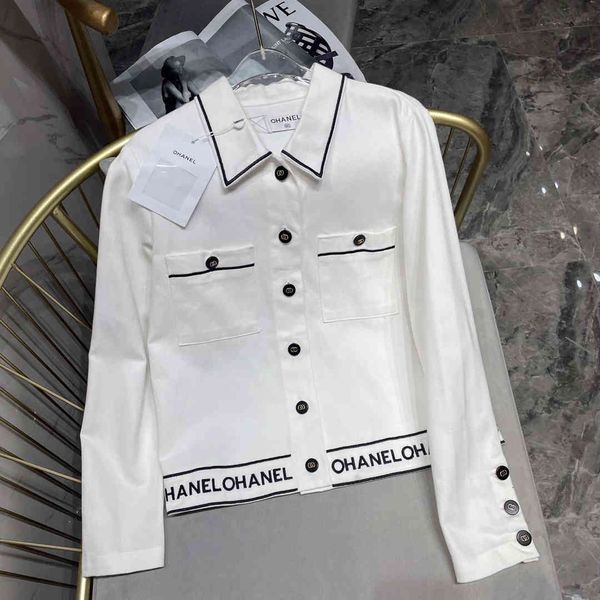 

chaopai family letter embroidered white denim coat