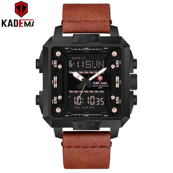 

wristwatches mens watches led digital military sport watch men leather waterproof clock quartz wristwatch relogio masculino, Slivery;brown