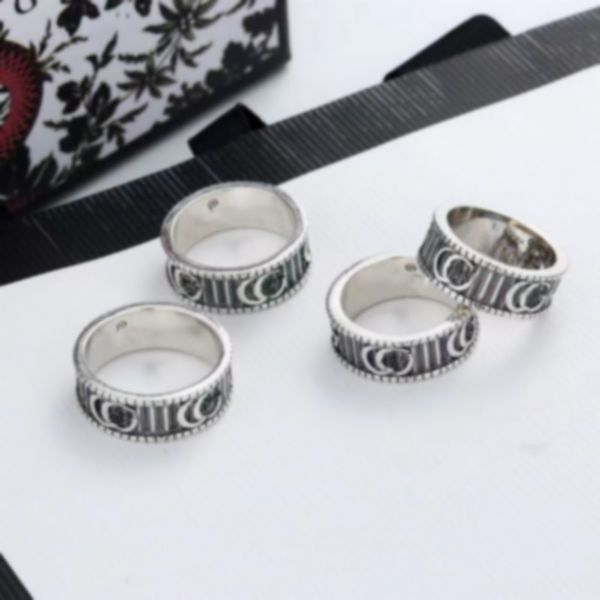 

925 silver g letter vintage gear ring men's and women's fashion jewelry configuration gift, Golden;silver