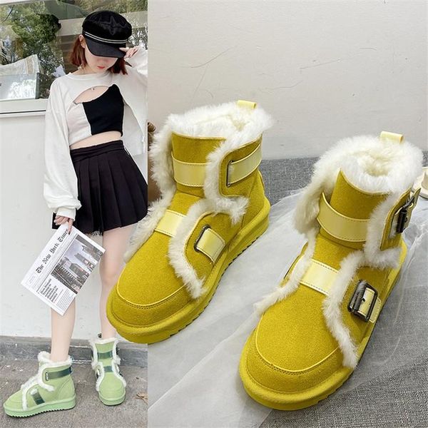 

boots women's snow platform cotton shoes 2022 winter thick plush warm female soft comfortable ankle, Black