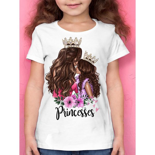 

crown girl pattern children 3d printing t-shirt animal print summer daily sweatshirt round neck short sleeve high quality, Blue