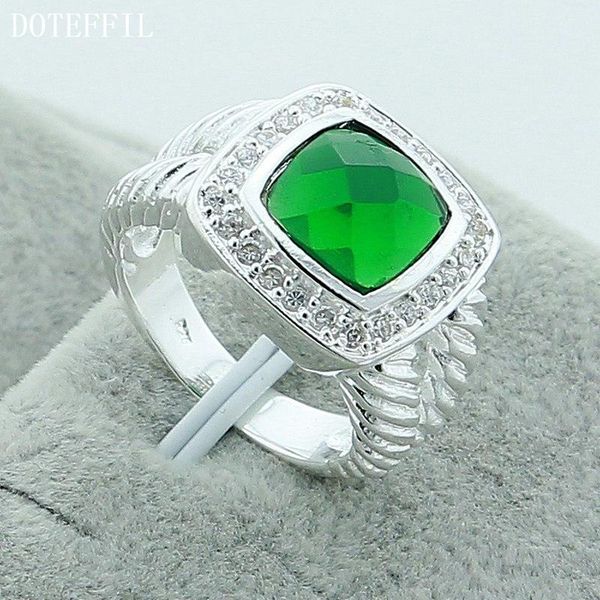 

sterling silver green quartz zircon ring for women wedding engagement party fashion charm jewelry cluster rings, Golden;silver