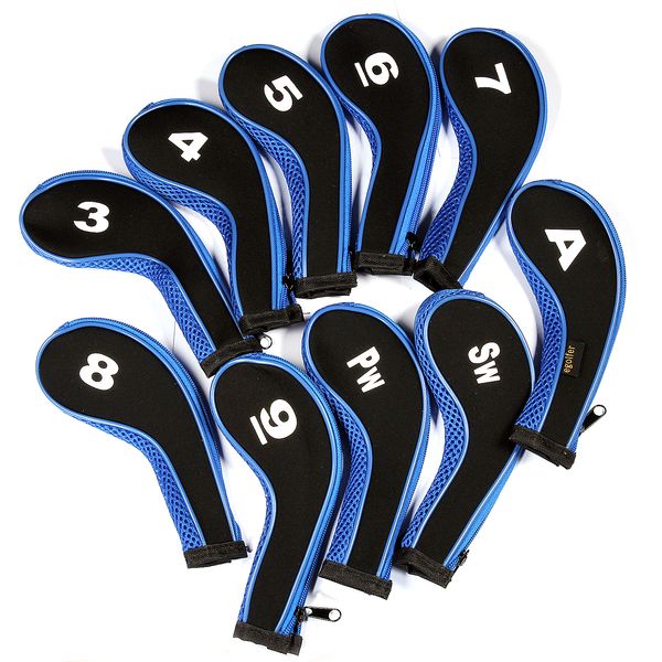 

5 colors portable zipper golf club irons headcover 10 pcs set