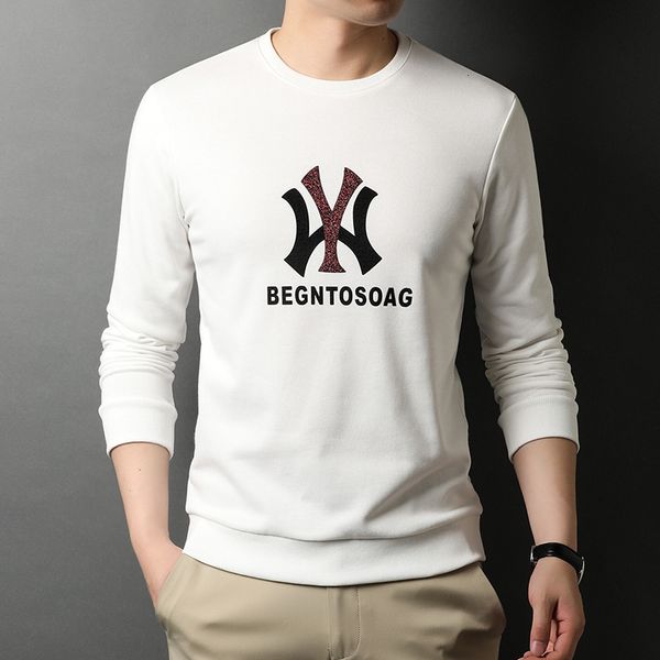 

spring and autumn long sleeve solid color loose round neck t-shirt fashion men's youth knitted sweater, Black