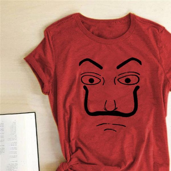 

la women casa de papel print t shirt money heist tees tv series short sleeve summer casual hipster tee, White