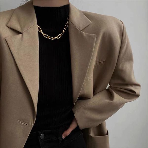 

chokers punk large women's neck chain necklace female thick choker steampunk jewelry on the 2021 grunge collares, Golden;silver