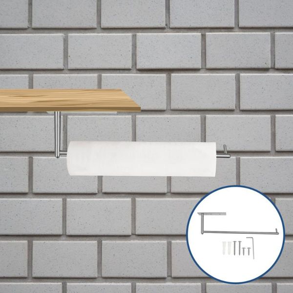 

1pc paper towel holder roll wall rod kitchen storage rack racks