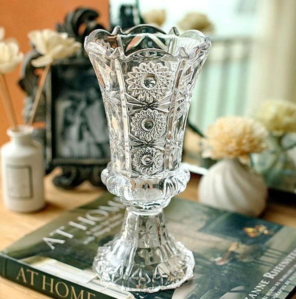 

vases vintage embossed crystal glass vase ornamental goblet flower pitcher glassware decor gift and craft accessories embellishment