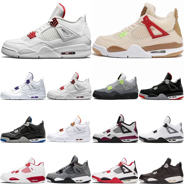 

2021 basketball shoes 4 4s black cat pure money pine green oreo fire red cool grey white cement orange metallic bred neon trainers sneakers