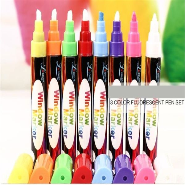 

ayf whiteboard fluorescent note painting pens paintbrush number color baby painting watercolor erasable liquid chalk led fluorescent pen, Black;red