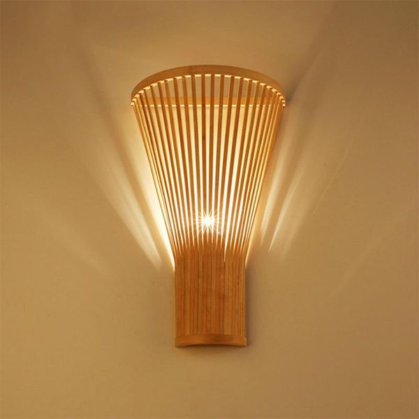 

chinese living room lamp modern simple bamboo led indoor wall lamps light creative hand-woven