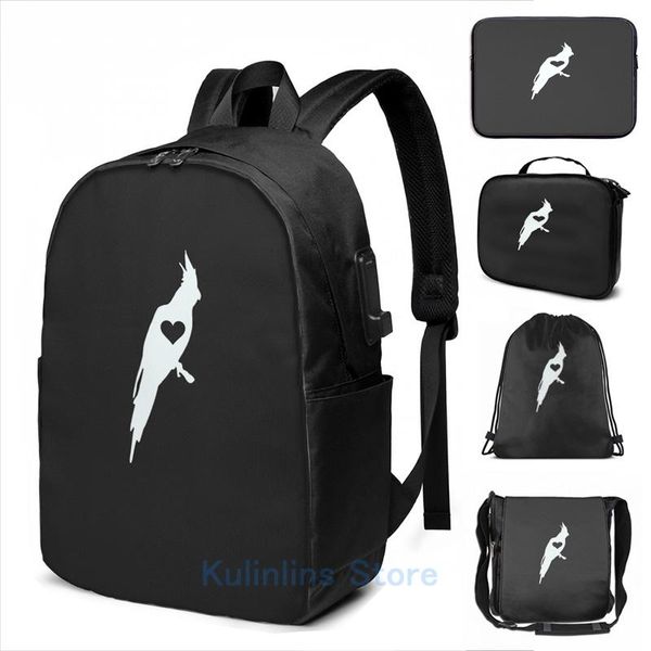 

backpack funny graphic print cockatiel parrot bird lover usb charge men school bags women bag travel laptop